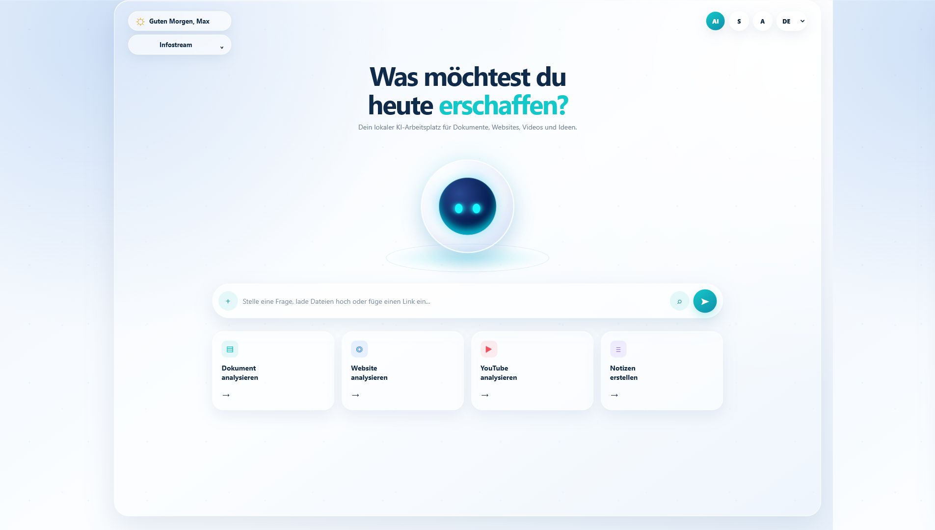 KernWeise AI Arbeitsbereich mit KI-Leiste